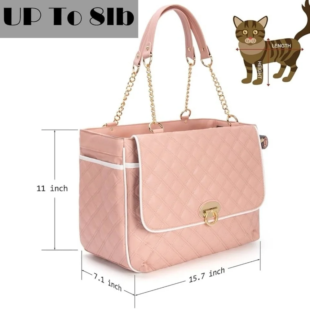 Pet Carrier Dogs Cat Small Animals Purse Bag, Leather Pet Carrier Dog Puppy Tote